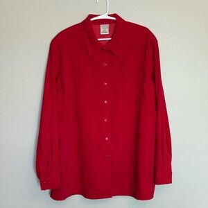 Vintage Allison Daley Womens Size 20W  Red Long Sleeve Button Up Collared